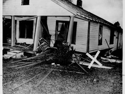 The Moore home after the bomb explosion