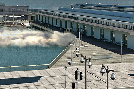 An artist’s rendering of Fog Bridge at the Exploratorium in San Francisco.