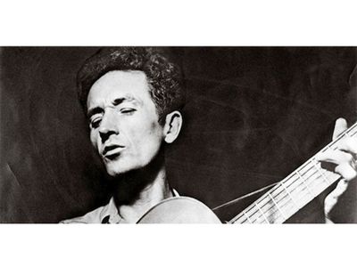 Woody Guthrie, shown here in the 1940s.