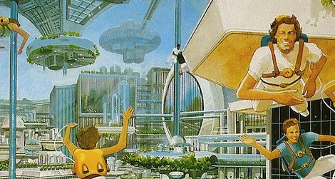 People in a space colony of the future