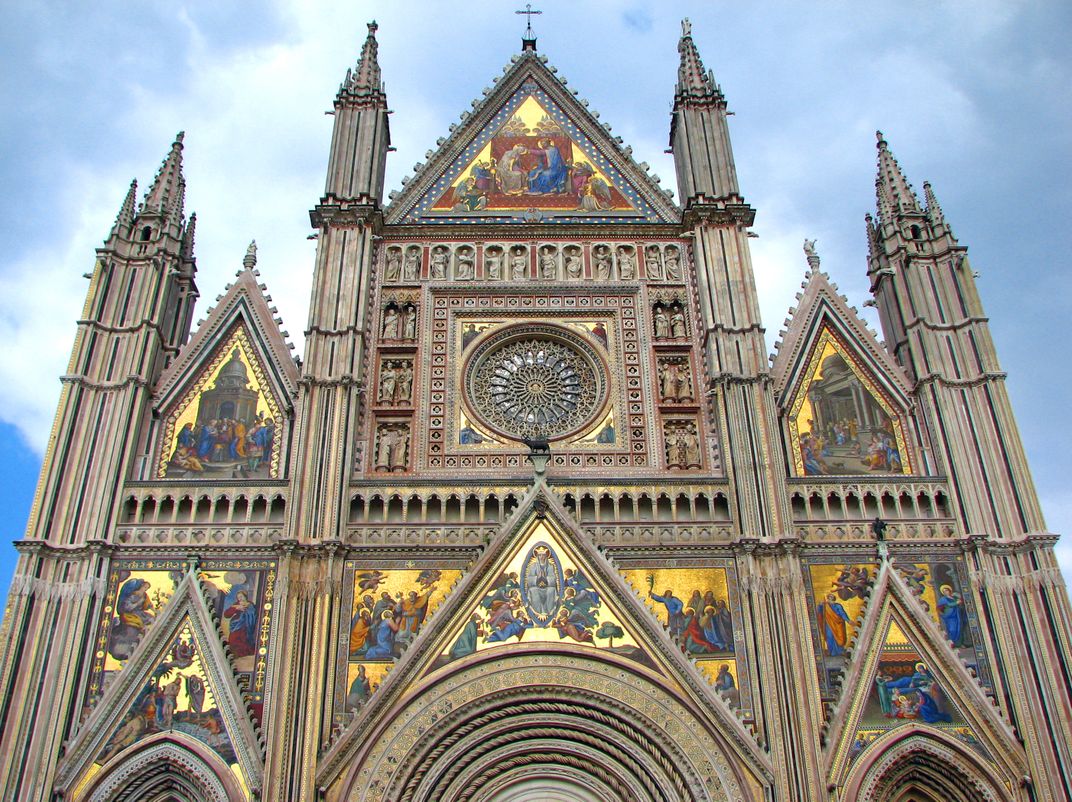 The dramatic facade of Orvieto's cathedral 