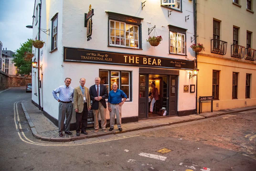 Enjoying a few moments at a local pub. Credit: Wade Jennings