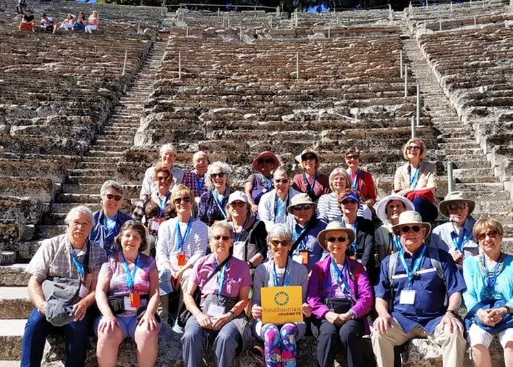 Smithsonian Journeys travelers at the ruins in Epidaurus, Greece.