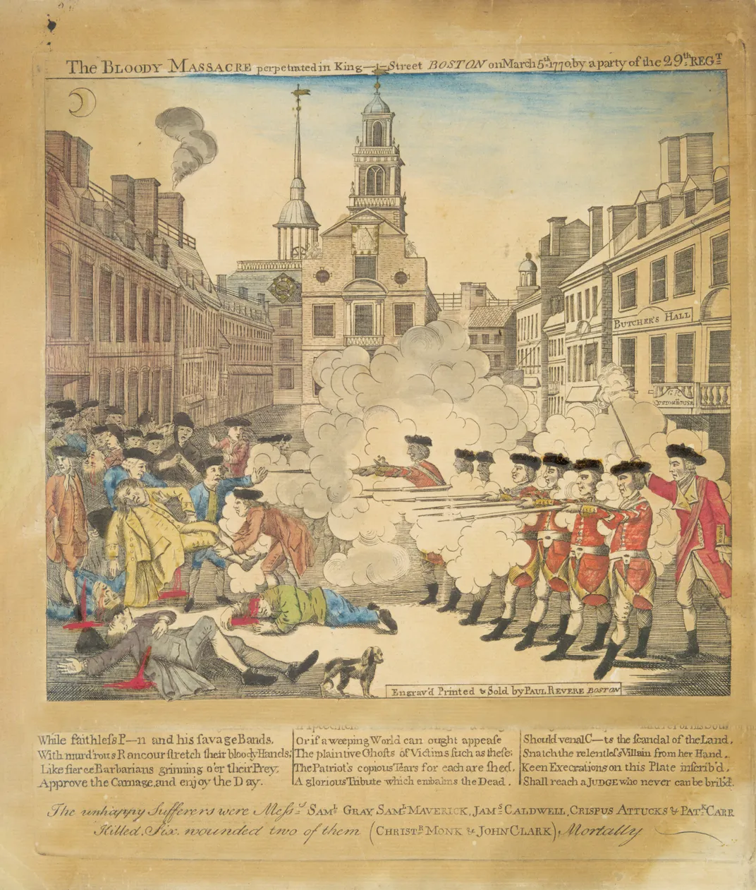 historic illustration depicting the Boston Massacre