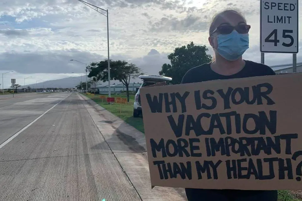 Protestor on Maui During Covid-19 Crisis