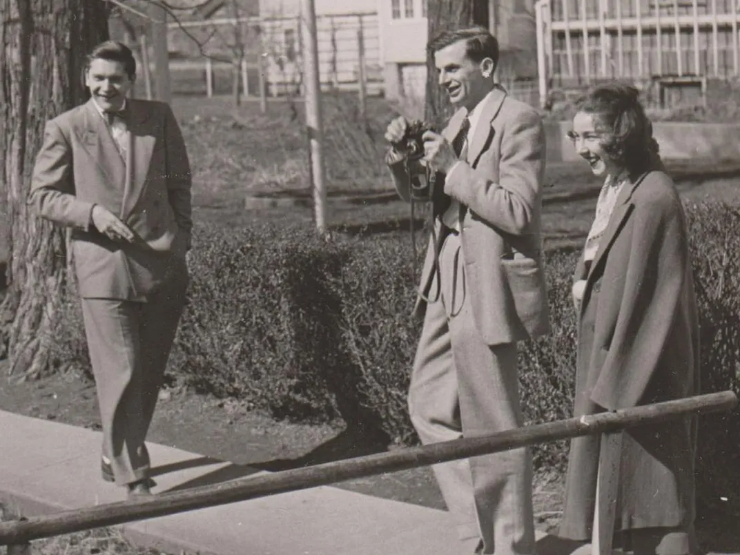 Flannery O'Connor with Robie Macauley and Arthur Koestler at the University of Iowa