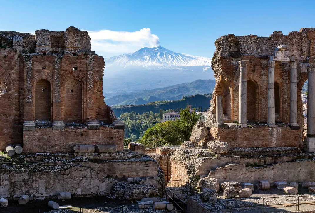 View of Mt. Etna from the Greek Theater, Taormina