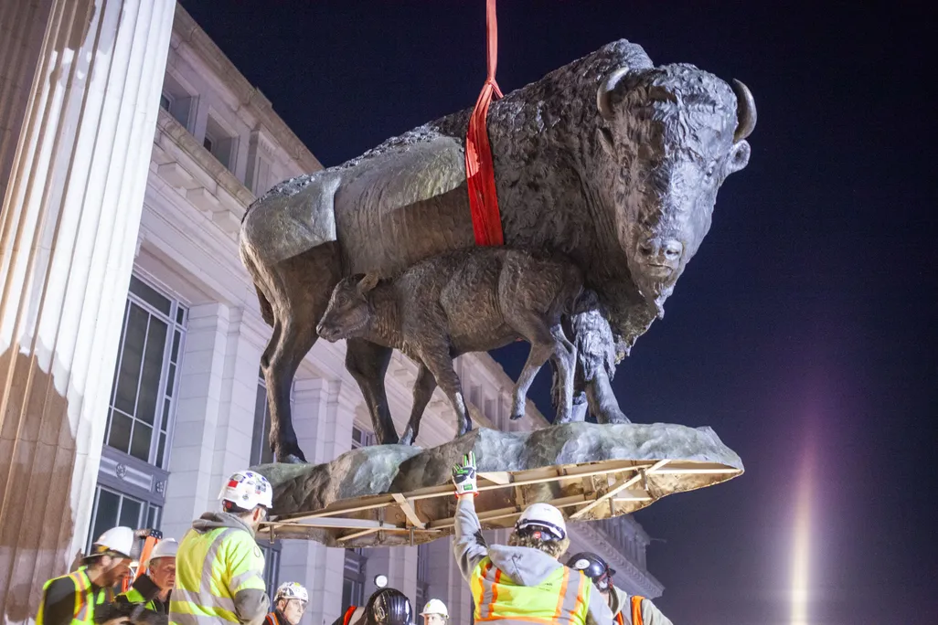 See the 2,500-Pound Bronze Bison as They Arrive at Their New, Permanent  Place at the Smithsonian's National Museum of Natural History