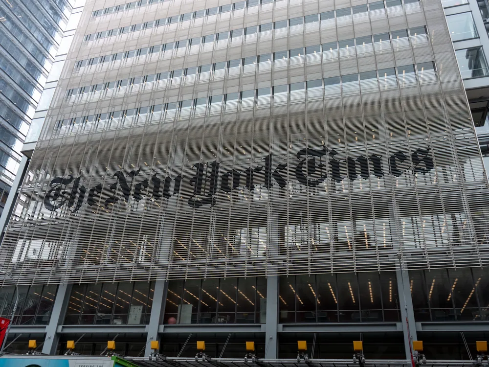 The New York Times building, seen on August 6, 2026