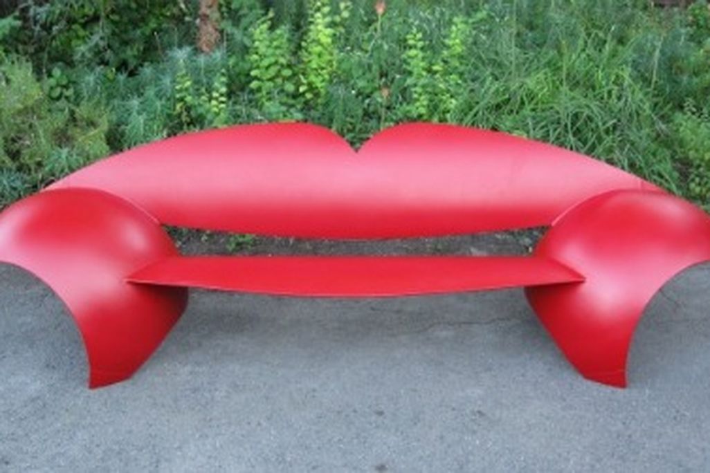 Selig's "Propane Tank Lips Bench" references Dali’s "May West Lips Sofa."