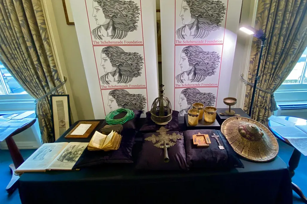 Table holding artifacts returned to Ethiopia