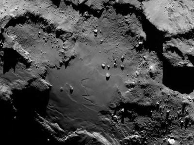 A close up of the comet 67P/Churyumov-Gerasimenko taken from just 80 miles up. 