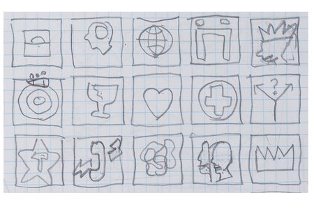 Detail from Ludwig sketchbook, learning from That Person's work, 2005. Matt Mullican papers, circa 1968-2017. Archives of American Art, Smithsonian Institution.