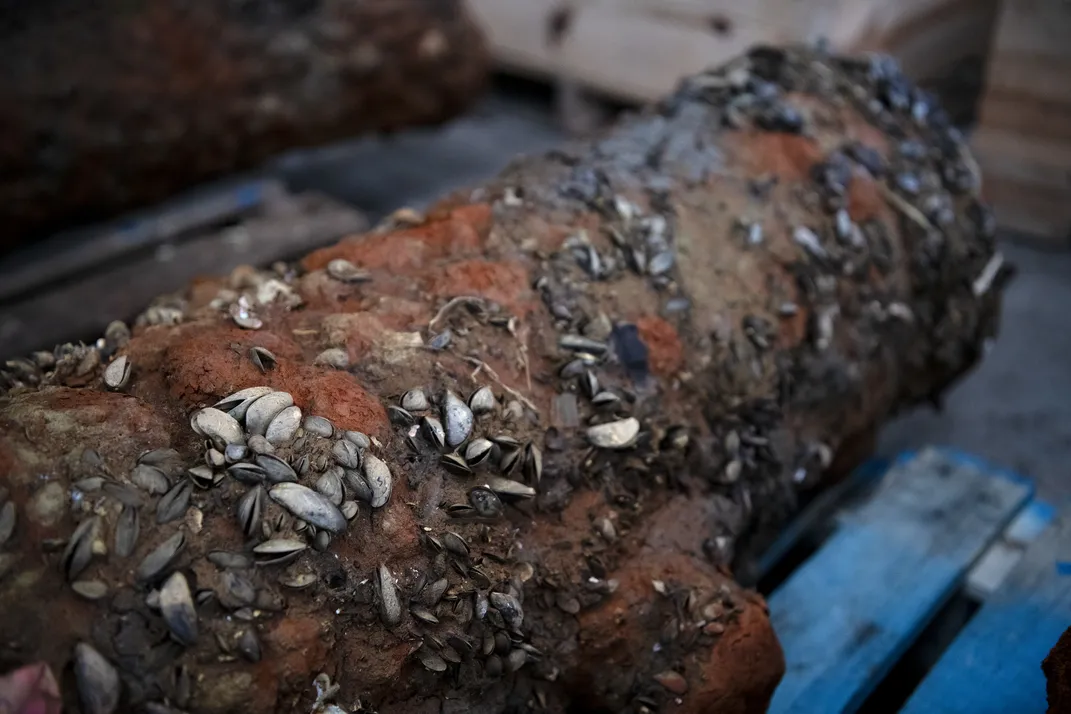 Cannon covered in mud