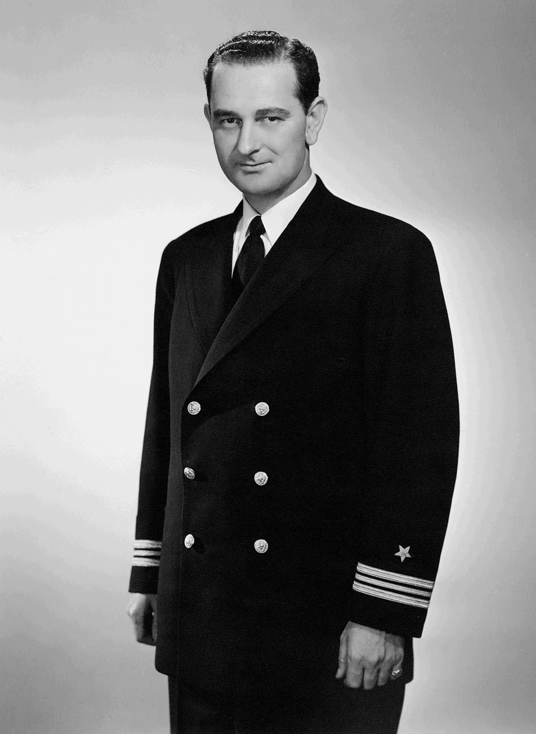 Johnson in his Navy uniform in 1942