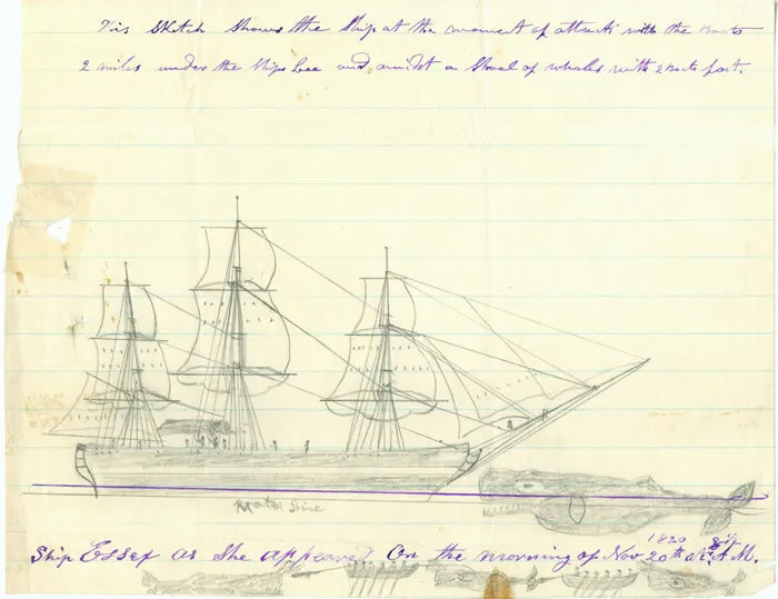 A sketch of the Essex whaling ship