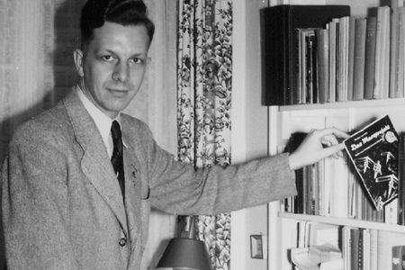 Heinz-Hermann Koelle, holding a copy of Wernher von Braun's book The Mars Project, which Koelle helped to get published in Germany.