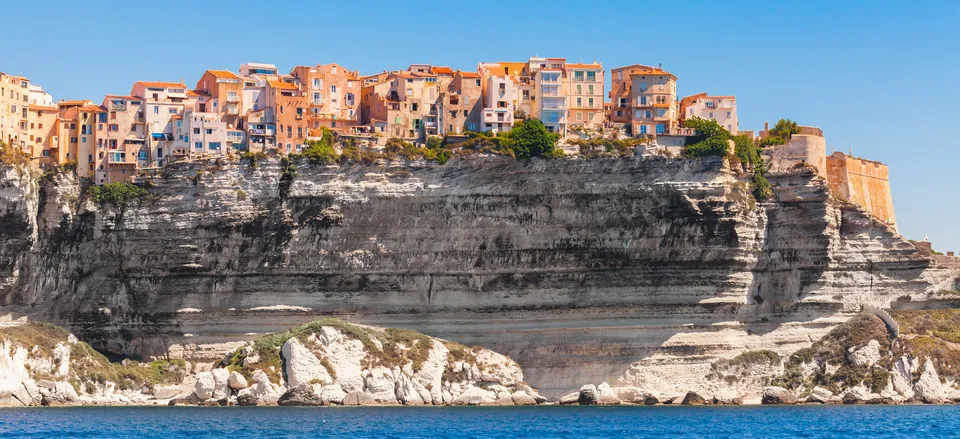  Houses clinging to the cliffs, Bonifacio, Corsica, France 