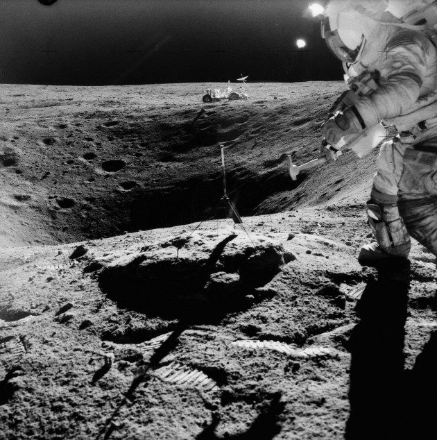 Astronaut John Young on the moon