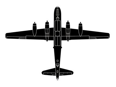BOEING B-29 SUPERFORTRESS
The bomber that ended the war; the only one ever to drop atomic bombs in combat. Long, slender fuselage; tail like a B-17’s.