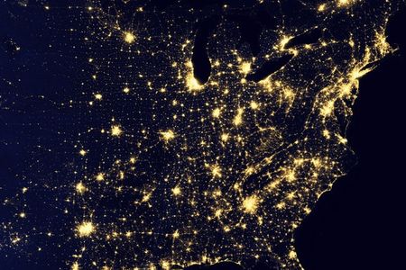 That bright little blob in the upper lefthand corner is North Dakota’s natural gas flares.