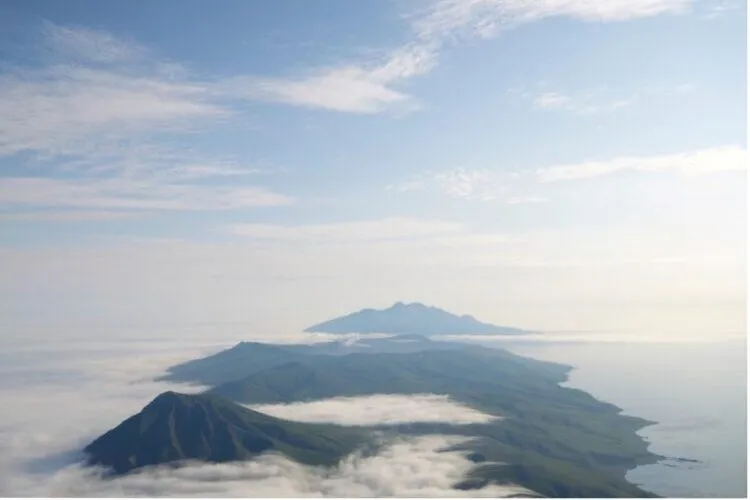 islands and clouds viewed from above