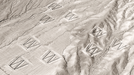 From Jananne Al-Ani’s new work, a mesmerizing view of south Jordan. Production still from Shadow Sites II, 2011
