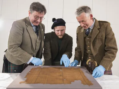 Discovered in a bog in Glen Affric, the tartan is now on view at V&amp;A Dundee.