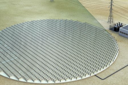 A ground-based receiver would collect microwaves beamed from an orbiting solar power satellite.