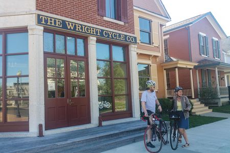 Before they mastered the air, the Wright brothers conquered the bicycle. And there’s no better place to contemplate that mechanical connection than on Dayton, Ohio’s aviation bike trail. The author, along with park ranger Ryan Qualls, above, started the trek outside the shop where the Wright brothers built, repaired, and sold bicycles from 1895 to 1897.