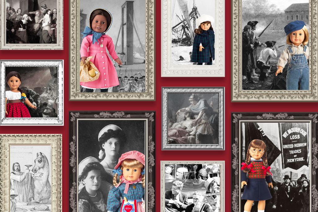 Illustration of American Girl dolls living through major historical moments