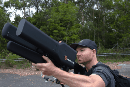 The ominous-looking DroneGun can fire directed radio beams at drones over a mile away.