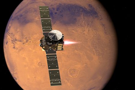 An artist's rendering of the ESA's Trace Gas Orbiter