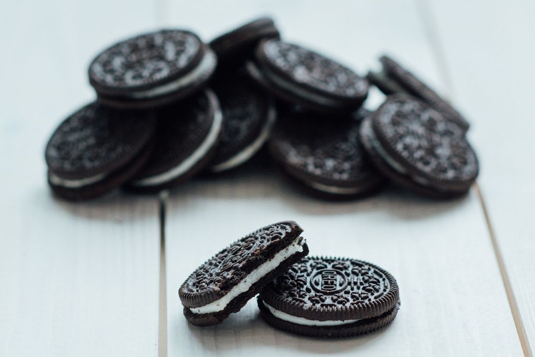 A pile of Oreos on a table