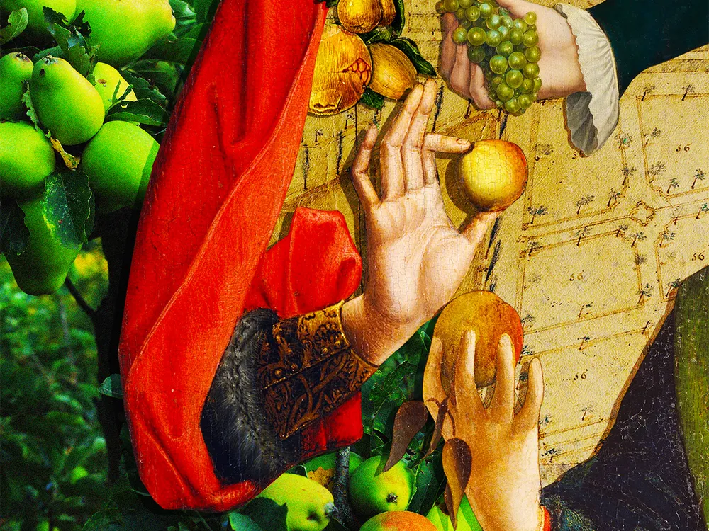 Podcast illustration on Renaissance art and fruits