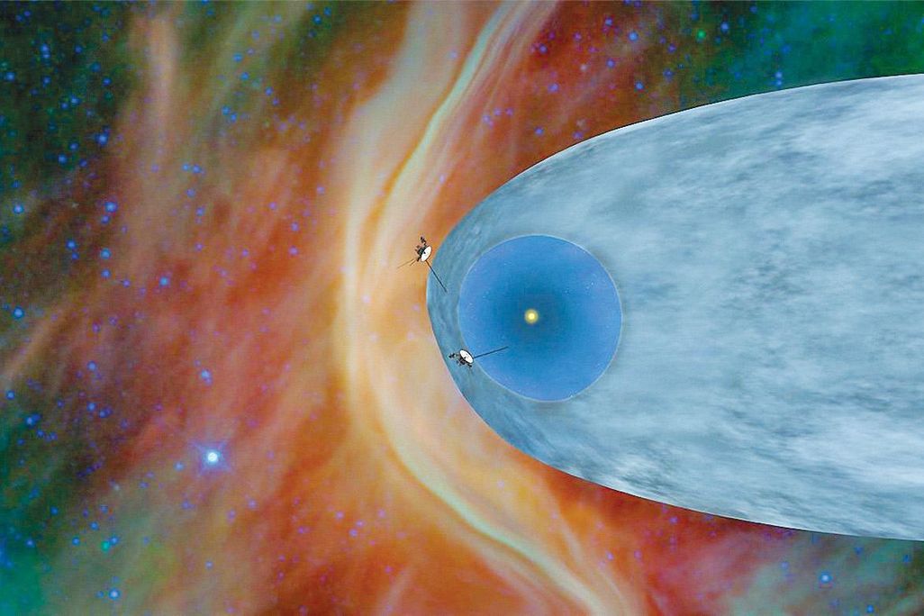 illustration of Voyager spacecraft going into interstellar space