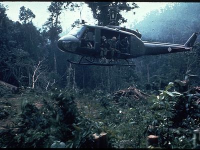 Air America flew everything from the iconic Bell UH-1 (here, a Huey in descending hover in Vietnam, circa late 1960s) to Cessnas to the CH-54 Skycrane—more than 30 different aircraft in all.