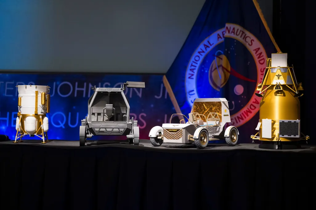 Four pieces of technology on a stage