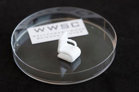 A tiny chair 3D printed from cellulose