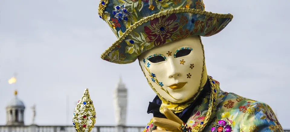  Masked reveler in Venice 