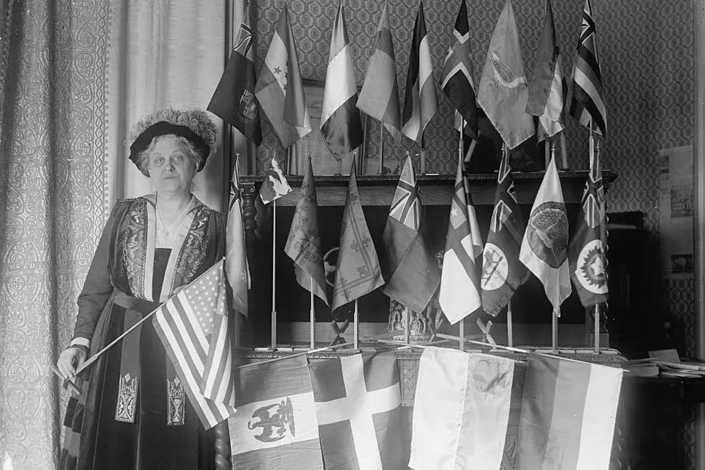 Carrie Catt with flags