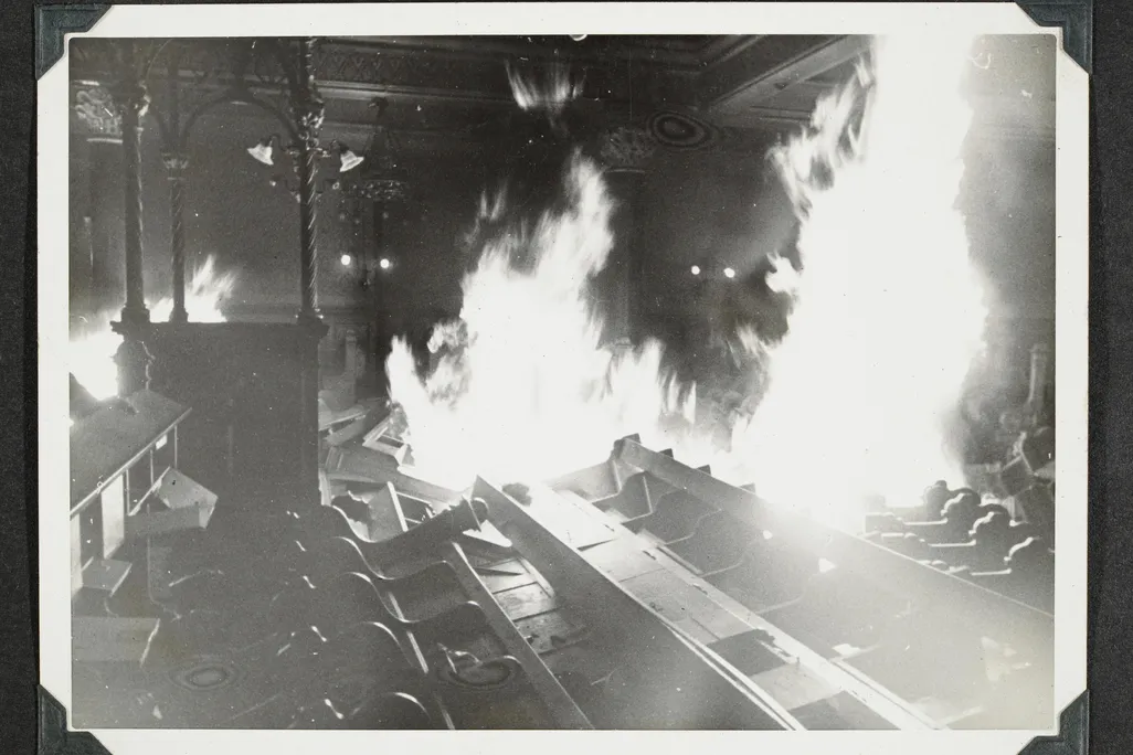 Synagogue on fire