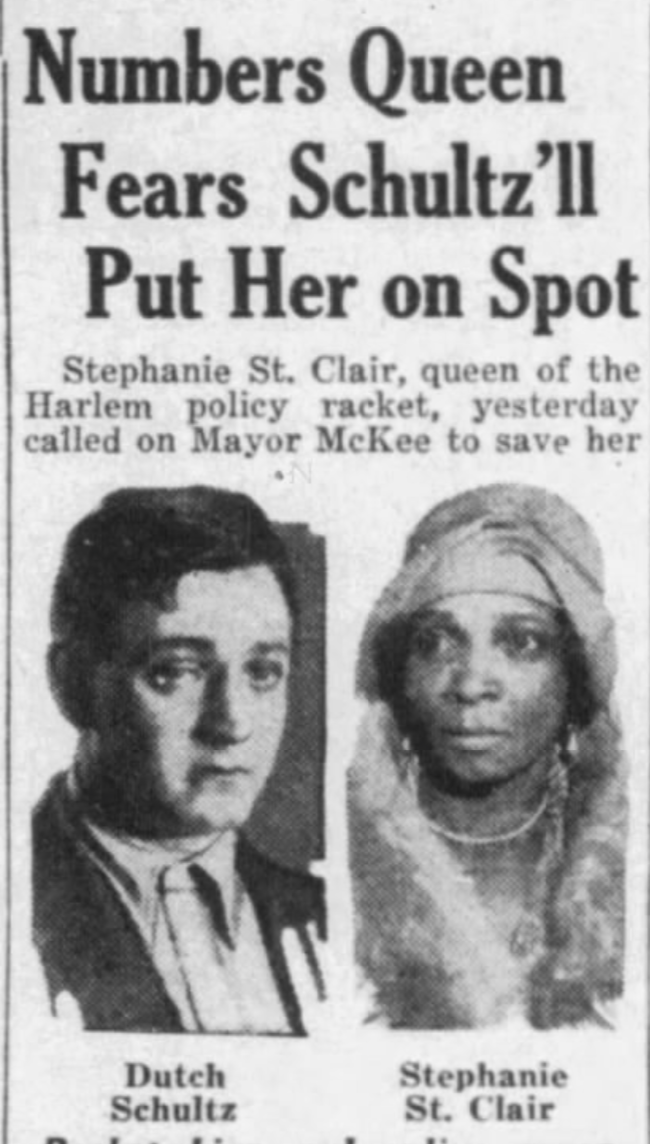 Newspaper article about St. Clair and Dutch Schultz