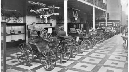 An 1894 exhibition of automobiles at what is now the Smithsonian Arts and Industries Building