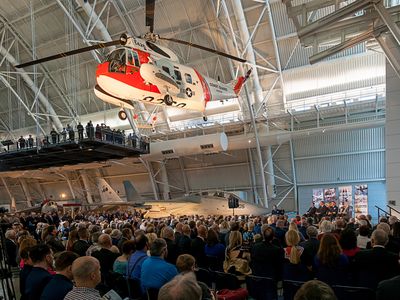 The Sikorsky HH-52A Seaguard was officially taken into the Museum’s collection in April. It is on display at the Steven F. Udvar-Hazy Center in Virginia.