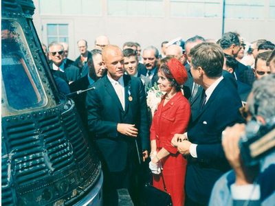 John and Annie Glenn with President John F. Kennedy in 1962.