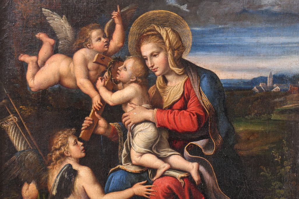 A detail shot of the Madonna and child with angels attributed to a follower of Filippino Lippi