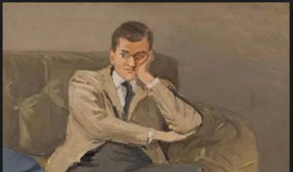 John Ashbery (Argyle Socks) by Fairfield Porter/ Oil on canvas, 1952/ Collection The Flow Chart Foundation. Courtesy Tibor de Nagy Gallery, New York