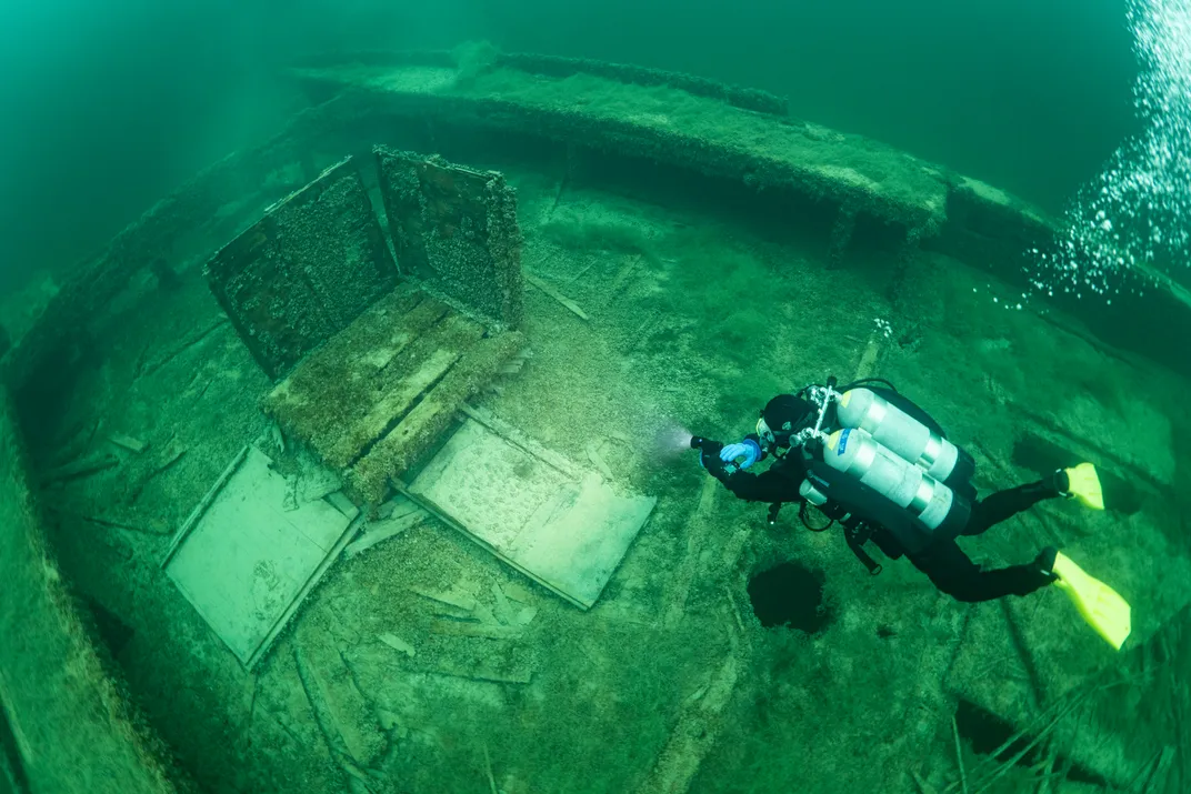 The deck of the wreck of the Keuka​​​​​​​