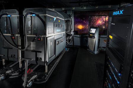 The Smithsonian's Udvar-Hazy Center is the first museum in the world to employ the newest laser technology in its IMAX Theater. Its super sharp 4K laser system encased in two perfectly calibrated fridge-sized projectors is enhanced with a new 12 channel sound system with a sub-bass.